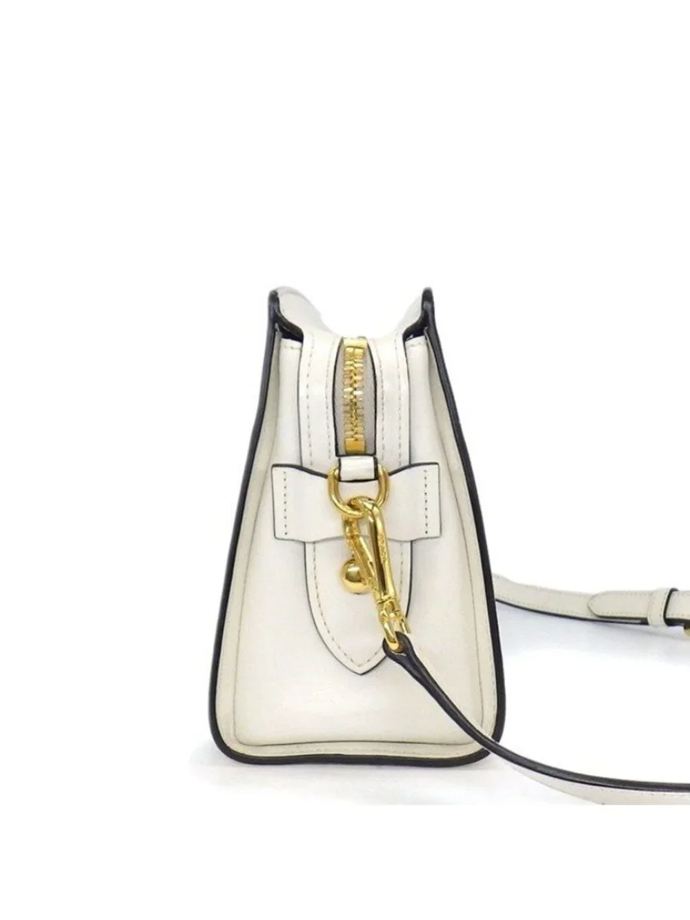 Prada Shoulder Bag Bandoliera Square Cross White Saffiano Leather Gold